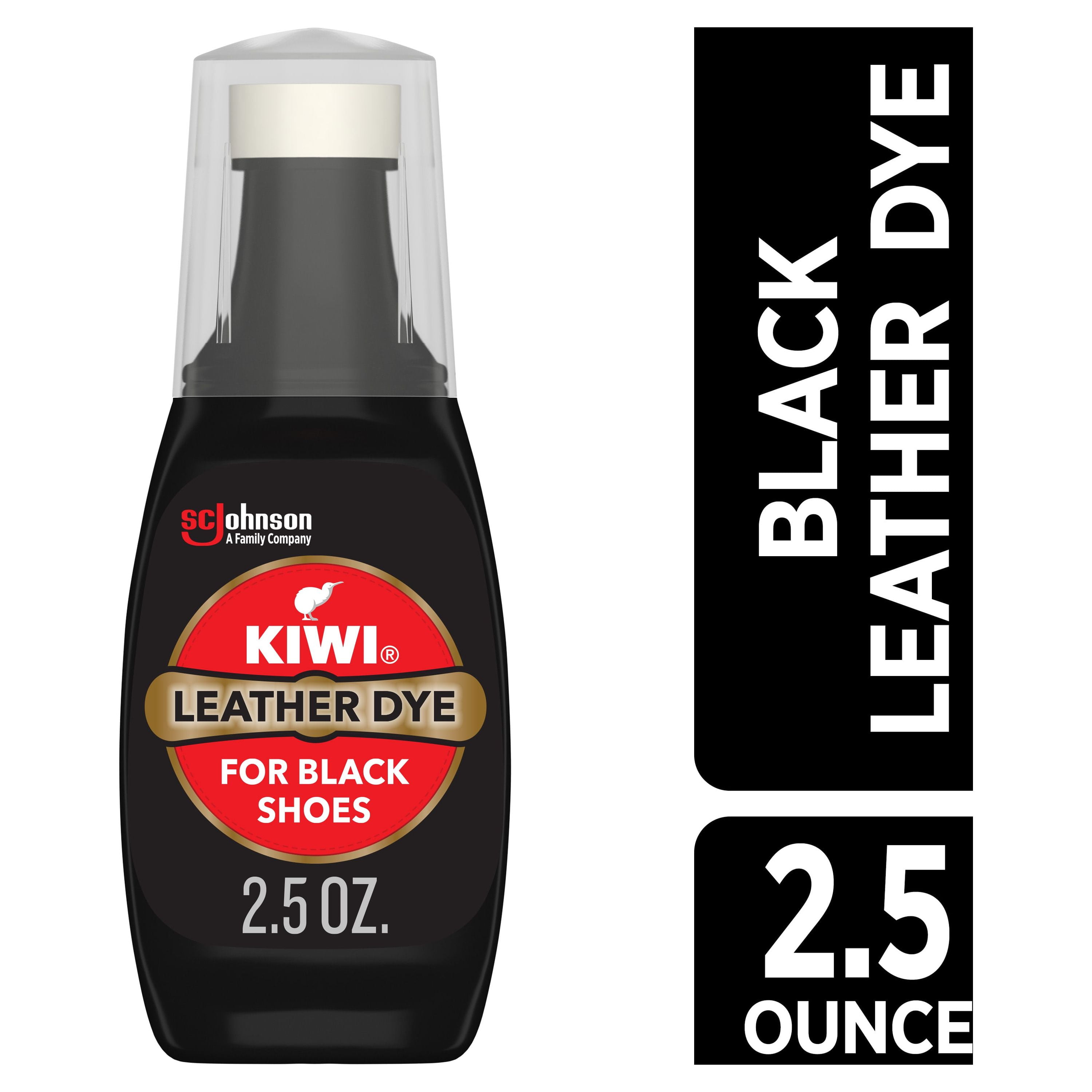 KIWI Leather Dye, Black, 2.5 oz (1 Bottle with Sponge Applicator)
