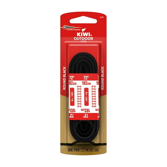 KIWI Outdoor Round Laces, Black, 72 in, 1 pair