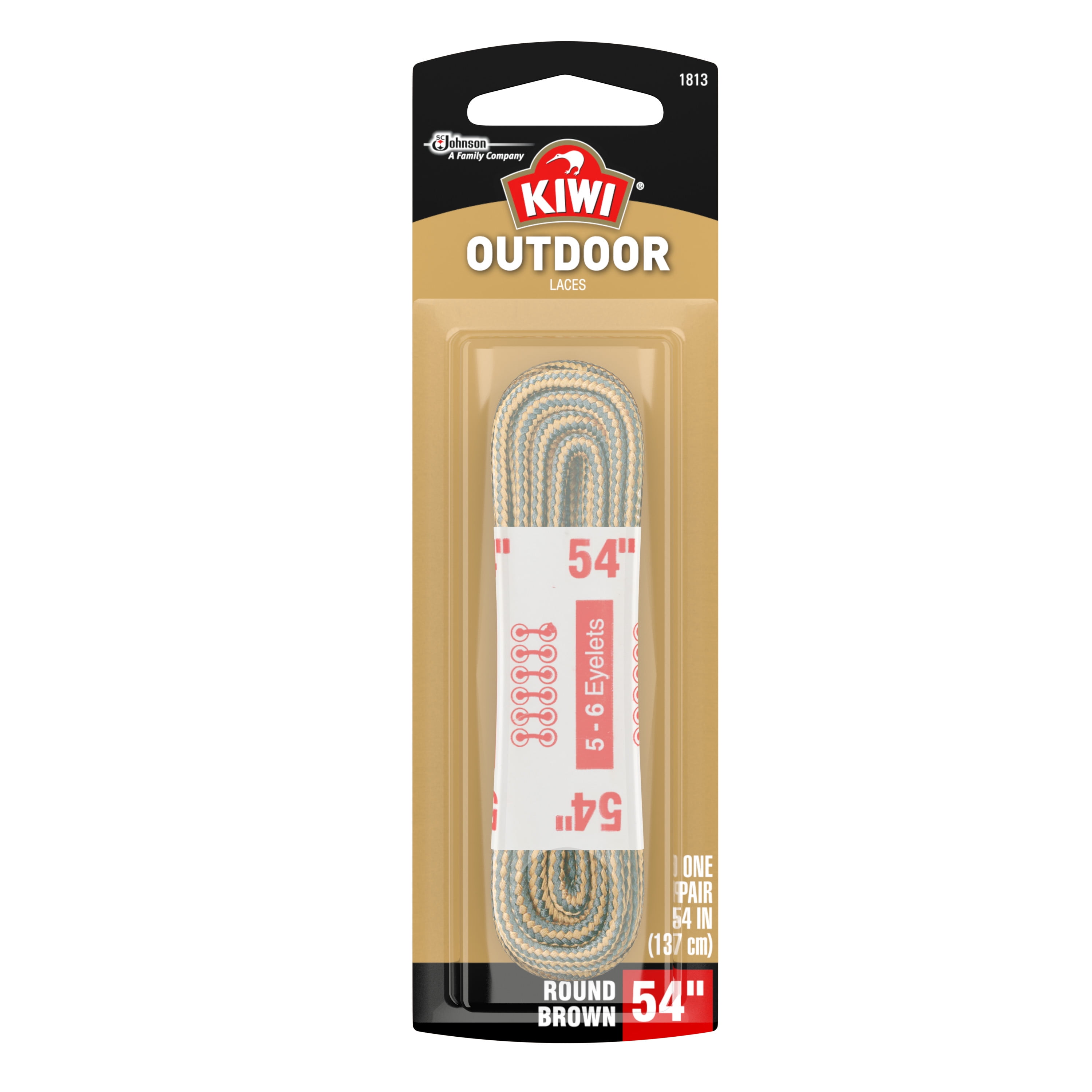KIWI Outdoor Round Laces Brown 54" 2 pairs