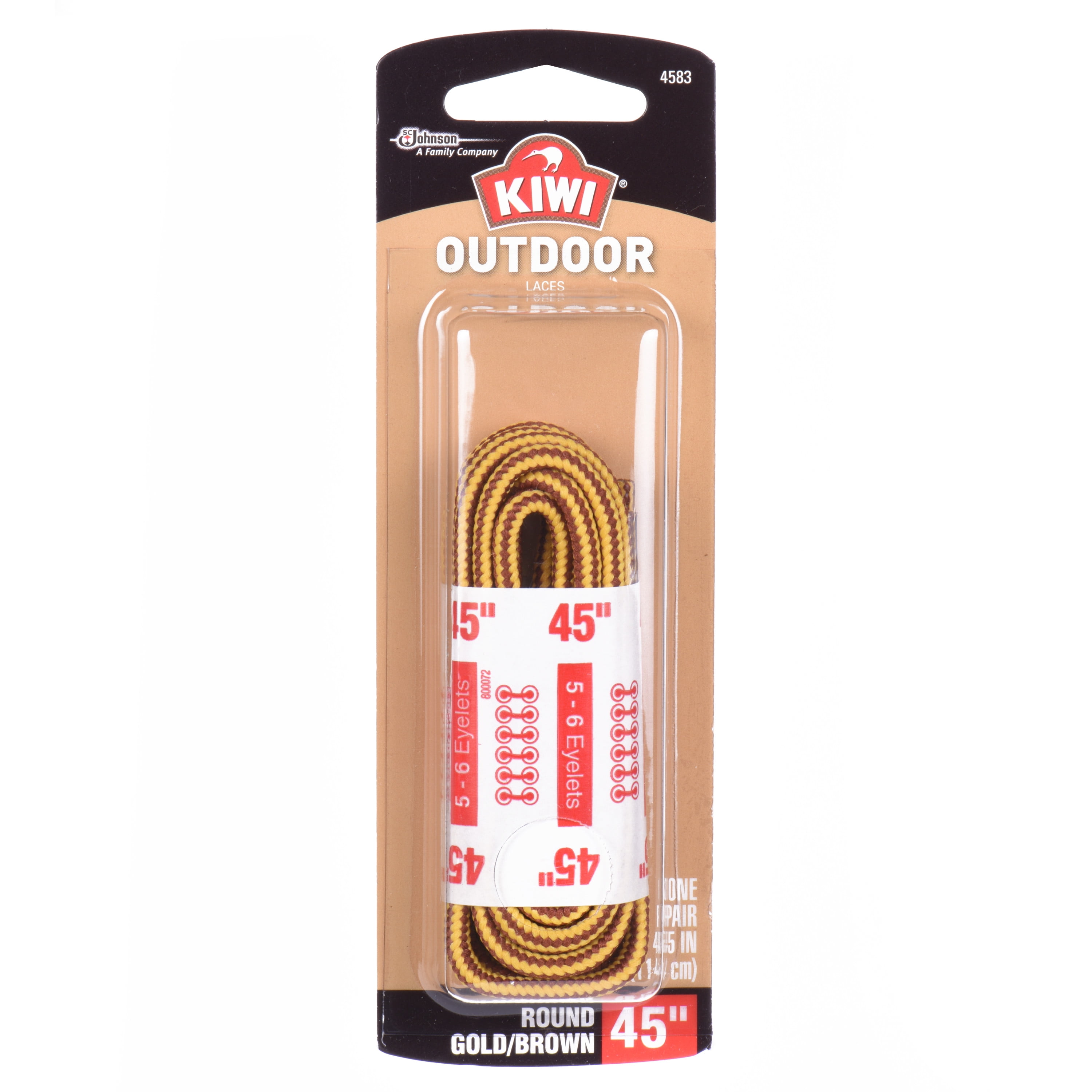 KIWI Outdoor Round Laces Gold/Brown 45" 2 pairs