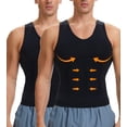 thumbnail image 1 of KIWI RATA 2 Packs Men's V‑Neck Workout Shirts Athletic Active Tops Compression Tank Top Tummy Control Stretchy Body Shaper Base Layer Abdomen Undershirt, 1 of 7