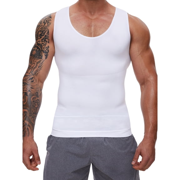KIWI RATA Compression Shirt for Men Slimming Undershirt for Mens Shapewear Body Shaper Sleeveless Tummy Control Tank Top