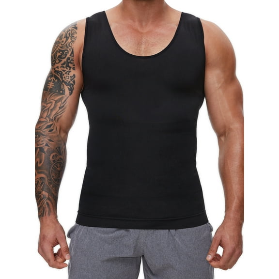 KIWI RATA Compression Shirt for Men Slimming Undershirt for Mens Shapewear Body Shaper Sleeveless Tummy Control Tank Top
