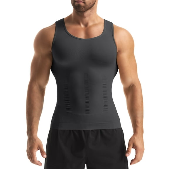 Kiwi Rata Compression Shirts Men Sleeveless Slimming Undershirts Tummy Control and Body Shaper Tank Top