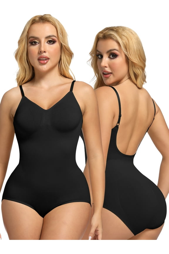 Low Back Bodysuit for Women Plus Size Seamless Soft Shapewear Jumpsuit Thong Tank Top