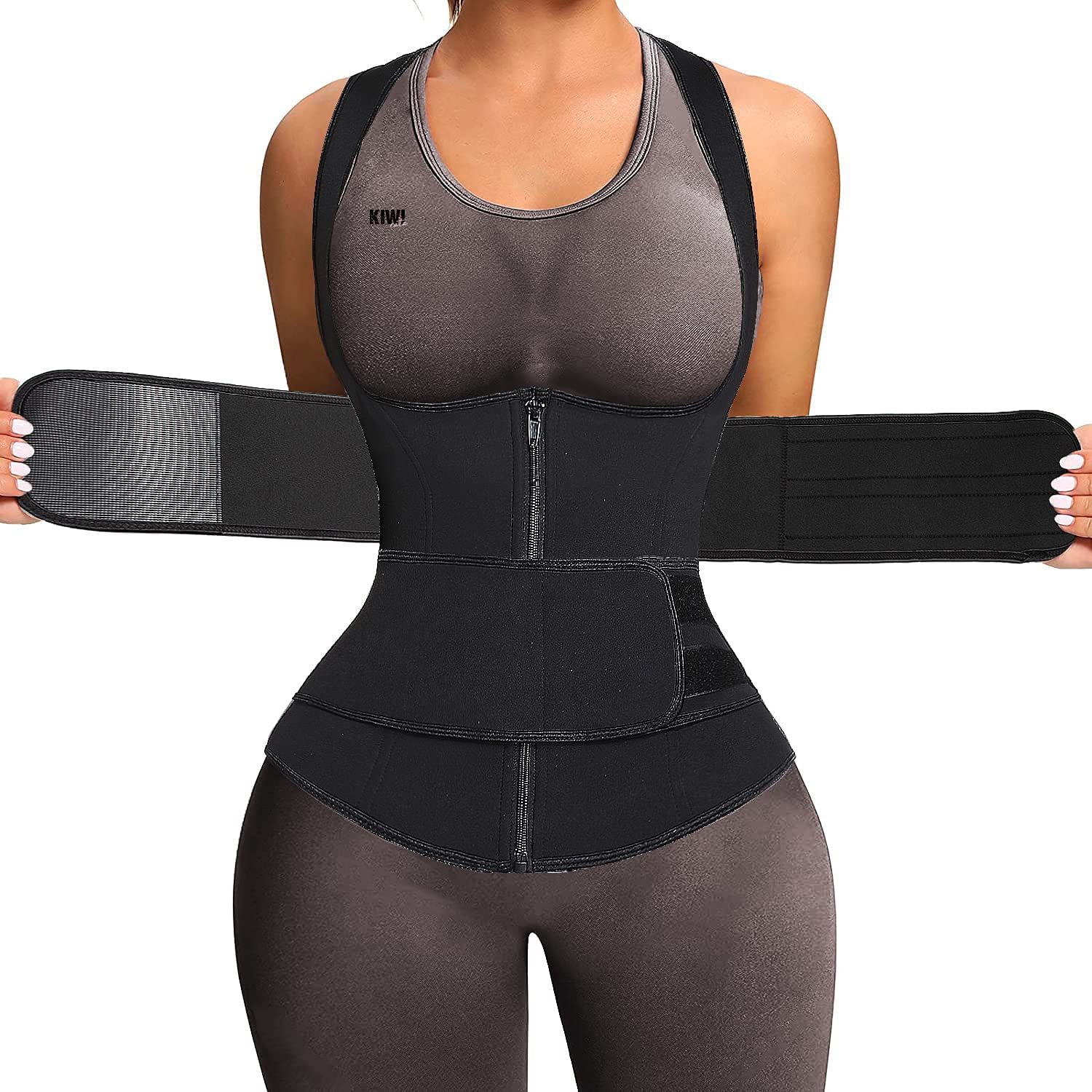 KIWI RATA Sauna Waist Trainer Vest For Women Sweat Suit Double