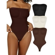 KIWI RATA Strapless Shapewear for Women Tummy Control Body Suit Sexy Seamless Open Crotch Thong Jumpsuit