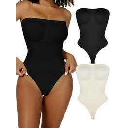 TUOBARR Fall Savings Holiday Deals 2023! Plus Size Shapewear  Bodysuit,Women's Sexy Deep V Neck Backless Sleeveless Tank Double Lined  Thong Bodysuit Tops Black 8 