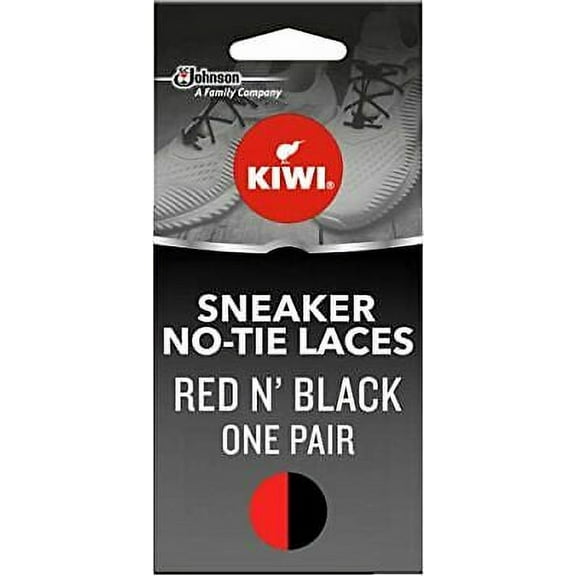KIWI Sneaker No-Tie Shoe Laces, One Size Fits All, Red and Black