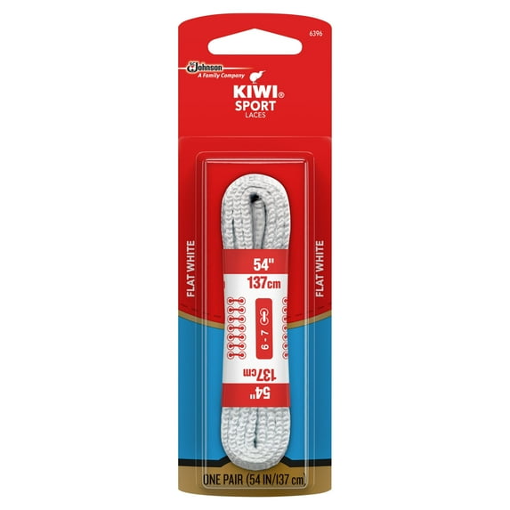 KIWI Sport Flat Laces, White, 54'', 1 pair