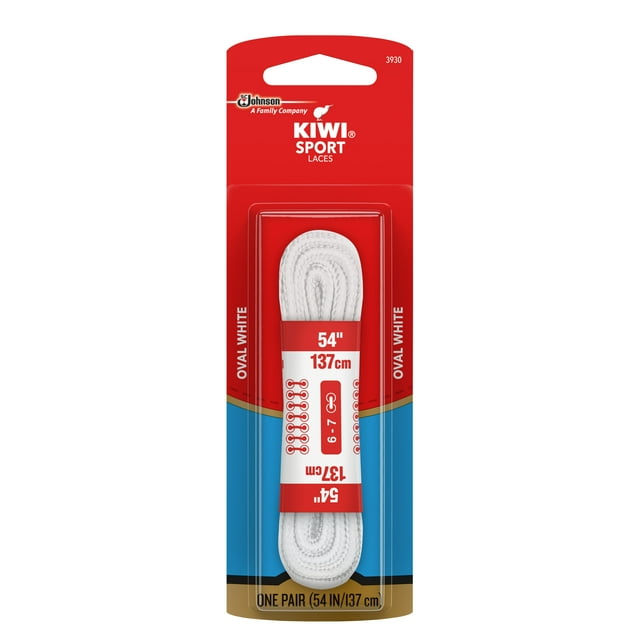 KIWI Sport Oval Laces, White, 54", 1 pair