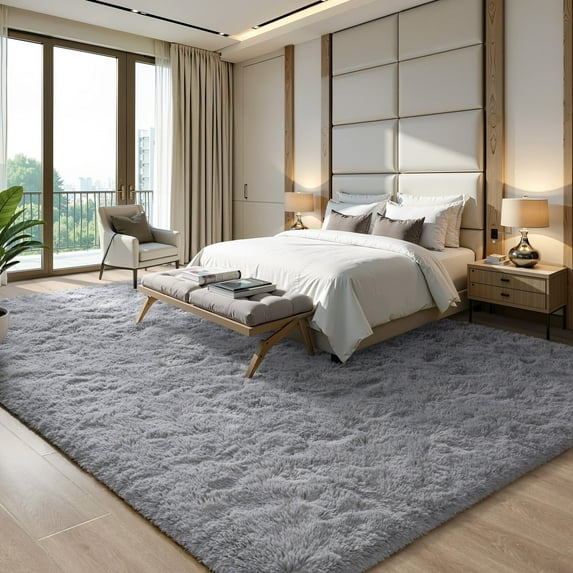 KIXINWA 5x7 Washable Large Area Rug for Living Room, Fluffy Shag Rug for Bedroom, Ultra Soft Plush Non Slip Carpet for Indoor Floor Bedside Nursery Kids Girls Room Dorm, Home Decor Aesthetic, Grey