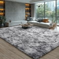 thumbnail image 1 of KIXINWA Area Rug for Bedroom Living Room, Machine Washable 4x6 Fluffy Shag Rug, Soft Plush Non Slip Carpet for Indoor Floor Bedside Nursery Kids Room, Dorm, Home Decor Aesthetic, Tie-Dyed Light Grey, 1 of 6