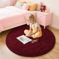 thumbnail image 1 of KIXINWA Burgundy Round Rug for Girls Bedroom, Fluffy Circle Rug for Kids Room, 4x4 Feet Fuzzy Circular Rug, Soft Plush Area Rug for Bedroom, Non Slip Shaggy Living Room Rug, 1 of 6
