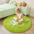 thumbnail image 1 of KIXINWA Green Round Rug for Girls Bedroom, Fluffy Circle Rug for Kids Room, 4x4 Feet Fuzzy Circular Rug, Soft Plush Area Rug for Bedroom, Non Slip Shaggy Living Room Rug, 1 of 6