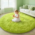 thumbnail image 1 of KIXINWA Green Round Rug for Girls Bedroom, Fluffy Circle Rug for Kids Room, 5x5 Feet Plush Area Rug for Bedroom, Soft Fuzzy Circular Rug, Non Slip Shaggy Living Room Rug, 1 of 6
