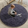 thumbnail image 1 of KIXINWA Grey Purple Round Rug for Girls Bedroom, Fluffy Circle Rug for Kids Room, 4x4 Feet Fuzzy Circular Rug, Soft Plush Area Rug for Bedroom, Non Slip Shaggy Living Room Rug, 1 of 5
