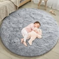 thumbnail image 1 of KIXINWA Grey Round Rug for Kids Room, Fluffy Circle Rug for Bedroom, 4x4 Feet Fuzzy Circular Rug, Soft Plush Area Rug for Bedroom, Non Slip Shaggy Living Room Rug, Nursery Dorm Cute Small Gray Rug, 1 of 6