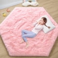 thumbnail image 1 of KIXINWA Pink Hexagon Rug for Princess Tent, Fluffy Area Rug for Kids Room, 4x4.6 Feet for Girls Tent, Furry Soft Nursery Rug, Fuzzy Plush Carpet for Teen Girls Bedroom, 1 of 7