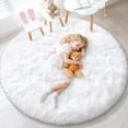 thumbnail image 1 of KIXINWA White Round Rug for Girls Bedroom, Fluffy Circle Rug for Kids Room, 4x4 Feet Fuzzy Circular Rug, Soft Plush Area Rug for Bedroom, Non Slip Shaggy Living Room Rug, Nursery Dorm Cute Small Rug, 1 of 5