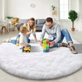 thumbnail image 1 of KIXINWA White Round Rug for Girls Bedroom, Fluffy Circle Rug for Kids Room, 5x5 Feet Plush Area Rug for Bedroom, Soft Fuzzy Circular Rug, Non Slip Shaggy Living Room Rug, Nursery Dorm Cute Rug Décor, 1 of 5