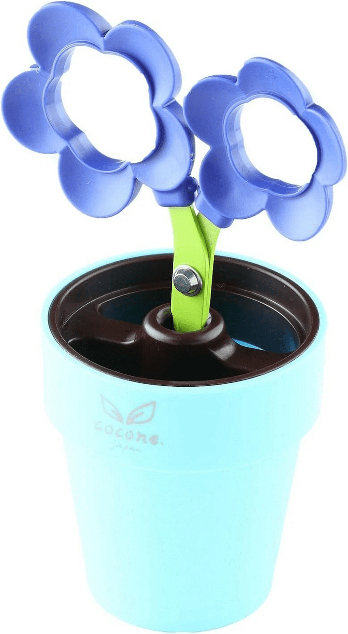 KIZAI Cocone Purple Flower Office Scissors with Stand Function as Pen Holder and Organizer