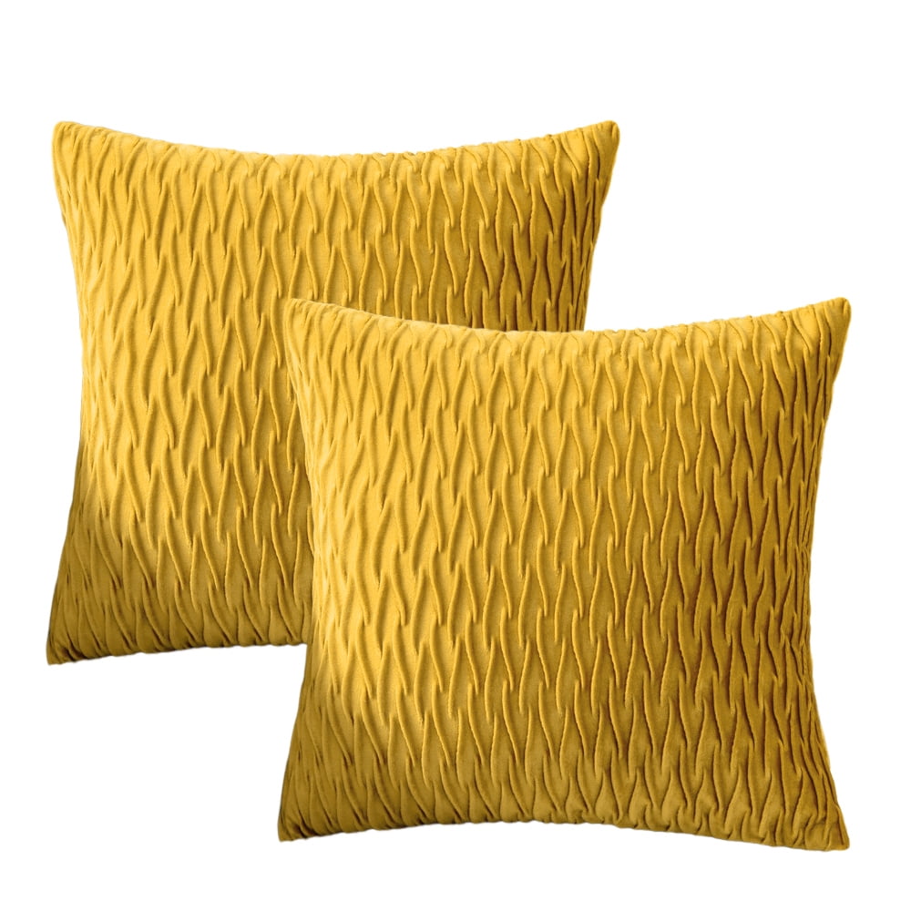 KIZOCAY Velvet Pillow Covers with Wave Striped,Pack of 2 Luxury Soft