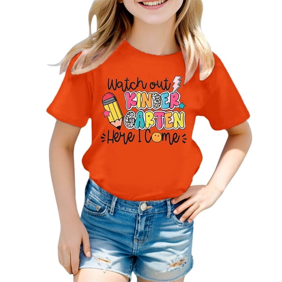 KIds Back to School Shirt Short Sleeve Round Neck Tee Graphic Casual Summer Top for Daily Wear