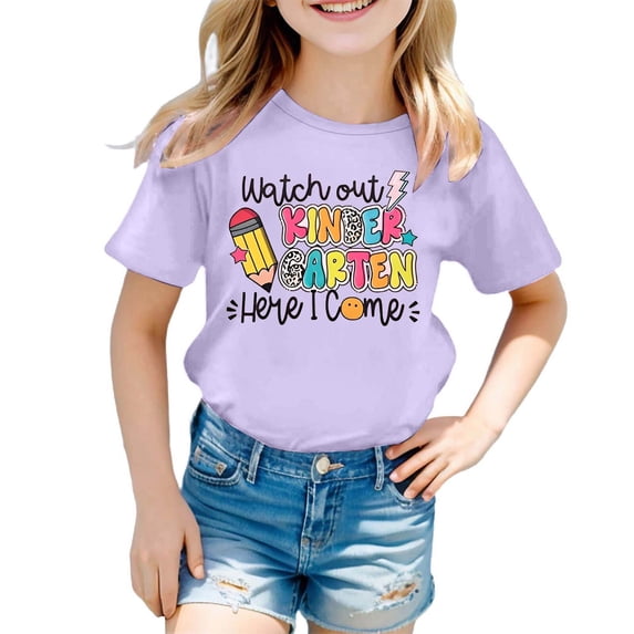 KIds Back to School Shirt Short Sleeve Round Neck Tee Graphic Casual Summer Top for Daily Wear