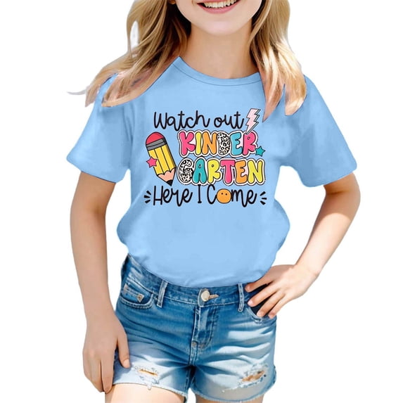 KIds Back to School Shirt Short Sleeve Round Neck Tee Graphic Casual Summer Top for Daily Wear