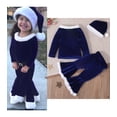 thumbnail image 1 of KIds Girl Santa Outfit Long Sleeve Tops Flare Pants & Hat Sets Baby Santa Outfit Festive Dress Outfit 4-5 Years, 1 of 9