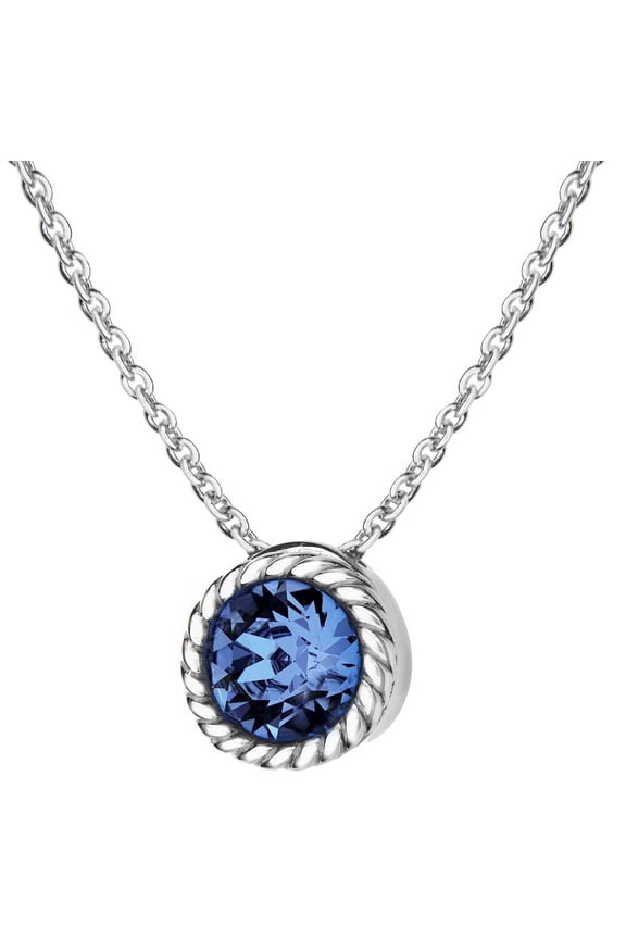 September Birthstone Swarovski Crystal Necklace - Silver/Deep Blue