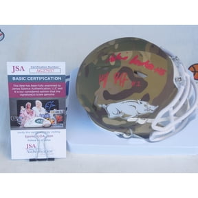 KJ Jefferson and Raheim Rocket Sanders dual signed autographed Arkansas UA Razorbacks camouflage mini helmet JSA COA