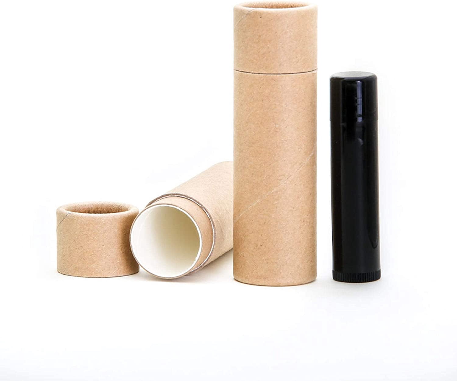 KJ's Krafts 5 ML Black Kraft Paperboard Lip Balm Tubes (Pack Of 50) – Eco-friendly, Compostable, Sample Size