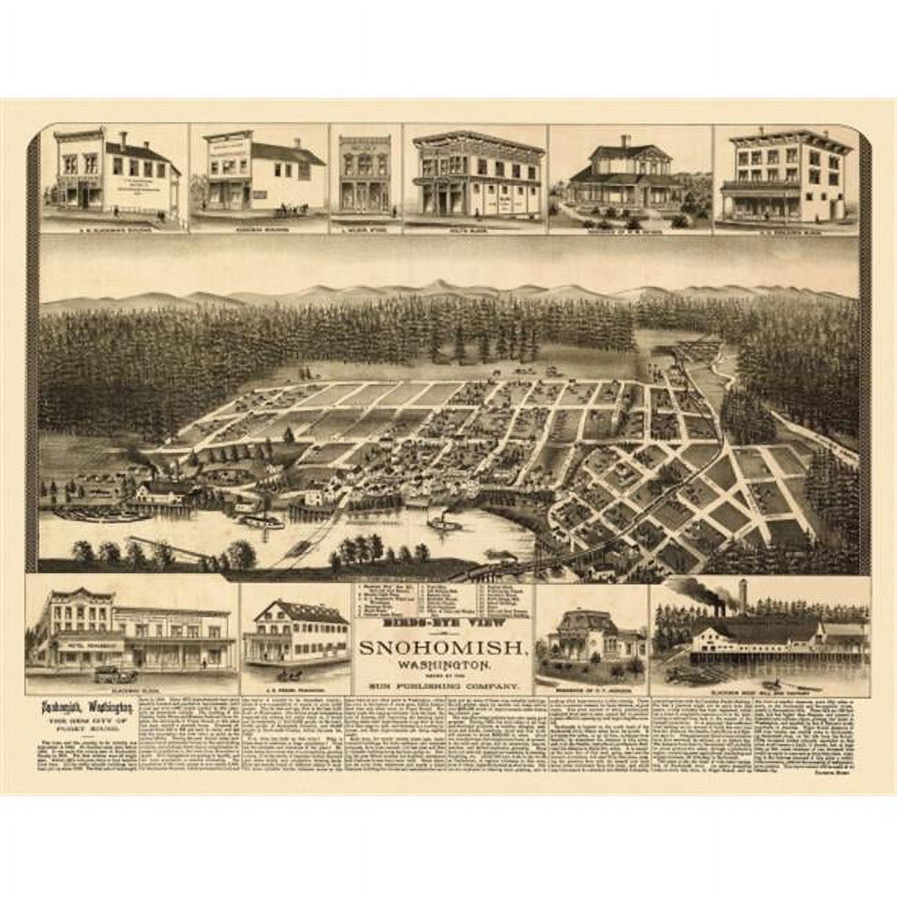 KJA Posters Vintage Map of Snohomish Washington 1890 Snohomish County ...