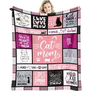 KJACGAD Cat Mom Gifts for Women, Cat Lover Gifts for Women, Cat Gifts for Cat Lovers, Cat Owner Gifts, Kitten Gifts for Cat Mom Fleece Blankets 60" x 50"
