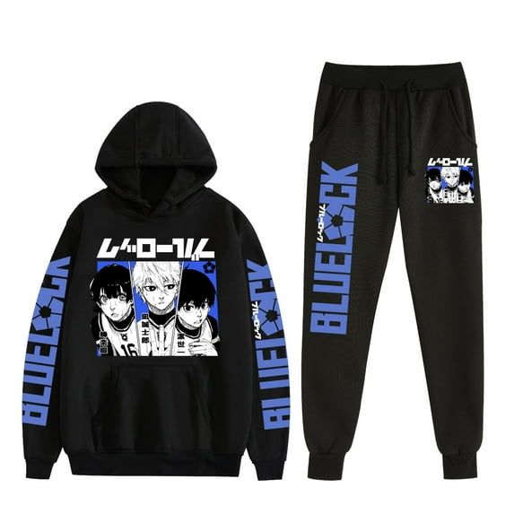 KJCEWSTX Blue Lock two-piece Hoodie – Anime Print Oversized Pullover Sweatshirt for Men and Women, Casual Streetwear Style