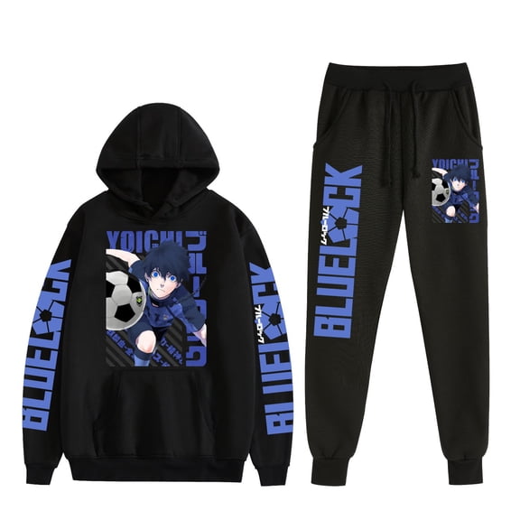KJCEWSTX Blue Lock two-piece Hoodie – Anime Print Oversized Pullover Sweatshirt for Men and Women, Casual Streetwear Style