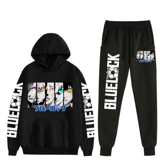 KJCEWSTX Blue Lock two-piece Hoodie – Anime Print Oversized Pullover Sweatshirt for Men and Women, Casual Streetwear Style