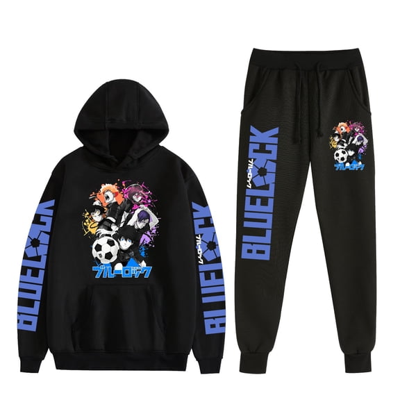 KJCEWSTX Blue Lock two-piece Hoodie – Anime Print Oversized Pullover Sweatshirt for Men and Women, Casual Streetwear Style