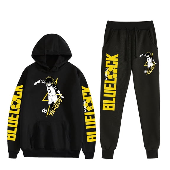 KJCEWSTX Blue Lock two-piece Hoodie – Anime Print Oversized Pullover Sweatshirt for Men and Women, Casual Streetwear Style