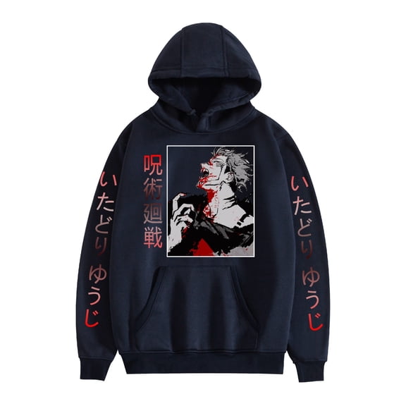 KJCEWSTX Jujutsu Anime Hoodie Long Sleeves Gojo Satoru Print Sweatshirt Pullover for Men Women Sizes XS-3XL