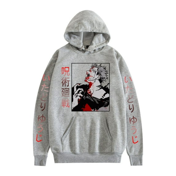 KJCEWSTX Jujutsu Anime Hoodie Long Sleeves Gojo Satoru Print Sweatshirt Pullover for Men Women Sizes XS-3XL