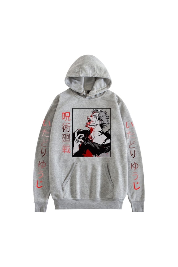 Jujutsu Anime Hoodie Long Sleeves Gojo Satoru Print Sweatshirt Pullover for Men Women Sizes XS-3XL
