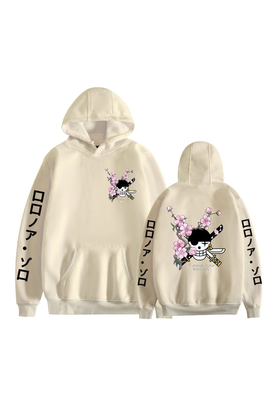 Roronoa Zoro Pattern Pullover Anime Hoodie Long Sleeve Sweatshirt Unisex XS-3XL