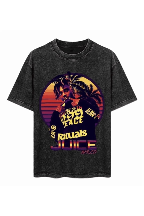 Street Cotton Vintage Hip Hop Rapper Juice Wrld Shirt Clothing Graphic T Shirts Men Oversized Loose