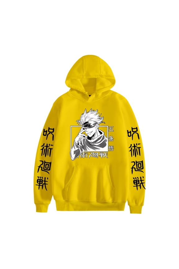 Unisex Jujutsu Anime Hoodie Long Sleeves Gojo Satoru Print Sweatshirt Pullover