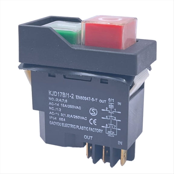 KJD17 6 Pins Electromagnetic Push Button Switches 15A AC250V IP55 Waterproof Equipment Safety Switch