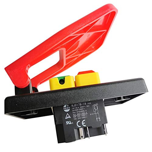 KJD17B-16 5Pins Industrial Electromagnetic Switch Emergency Stop Push Button Switch ON Off Pushbutton Switches with Power Outage and Undervoltage Protection AC 250V 16A(KJD17B-16/5Pins/250V)