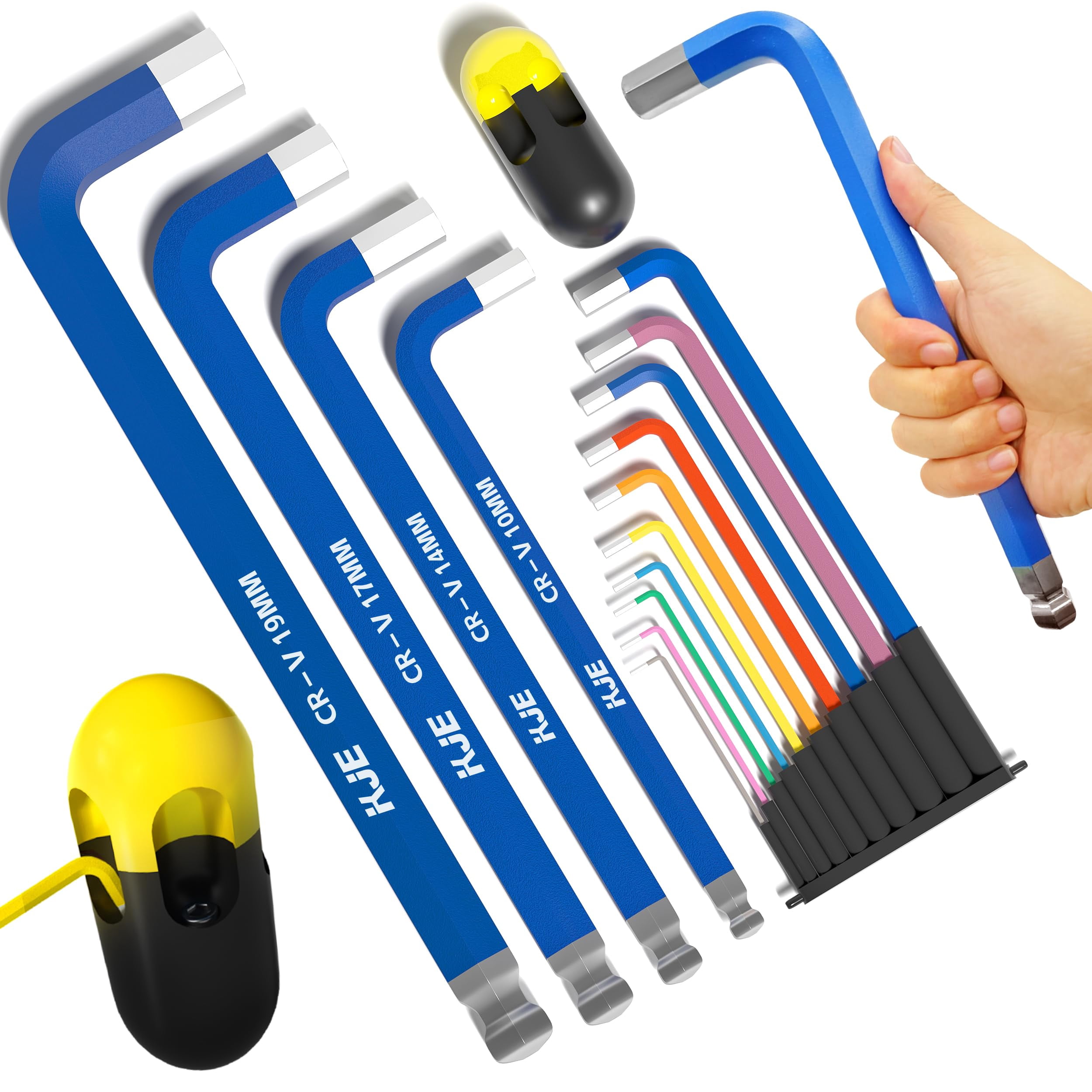 KJE 14-Piece Extra Long Jumbo Hex Key Allen Wrench Set, Large Metric ...